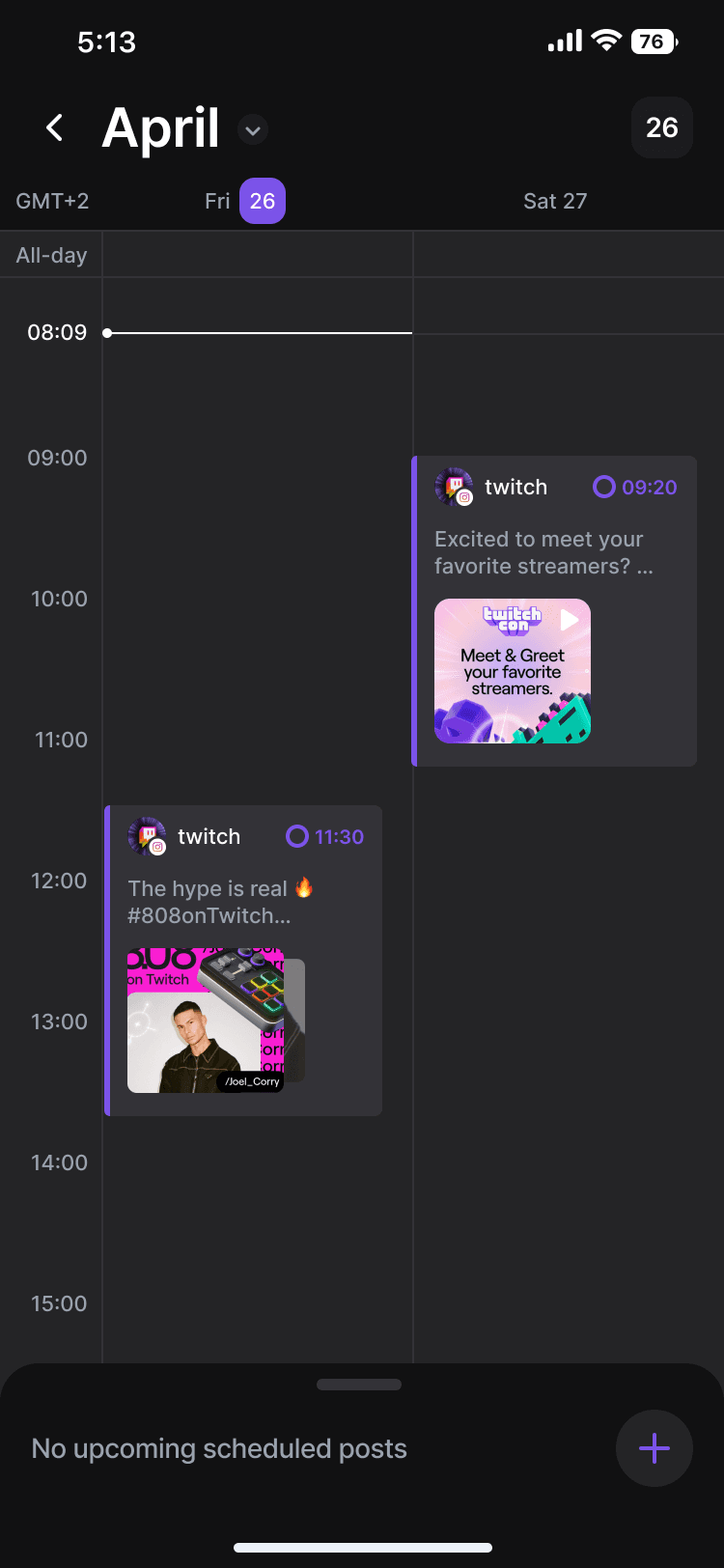 inhub content calendar with scheduled posts